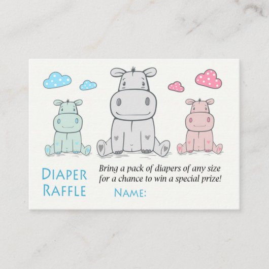 Family hippo Diaper Raffle Tickets (Voorkant)