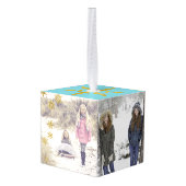Family Holiday Foto Cube Ornament (Achter hoekig)