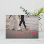 Family Holiday Kaart Gelukkig Red Holiday Foto (Staand voorkant)