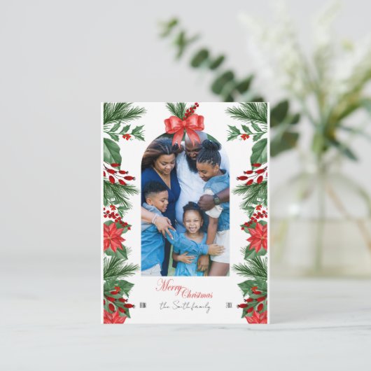 Family Holiday kerstfoto Editable Briefkaart (Staand voorkant)