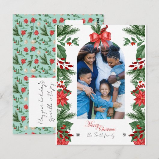 Family Holiday kerstfoto Editable Briefkaart (Voorkant / Achterkant)