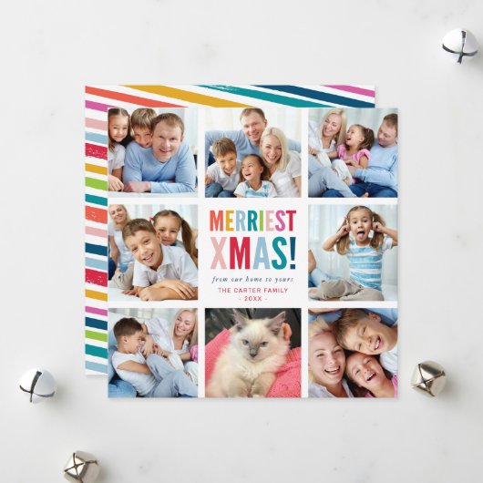 FAMILY HOLIDAY multi 8 photo fun modern squares Feestdagenkaart (Voorkant / Achterkant in situ)