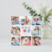 FAMILY HOLIDAY multi 8 photo fun modern squares Feestdagenkaart (Staand voorkant)