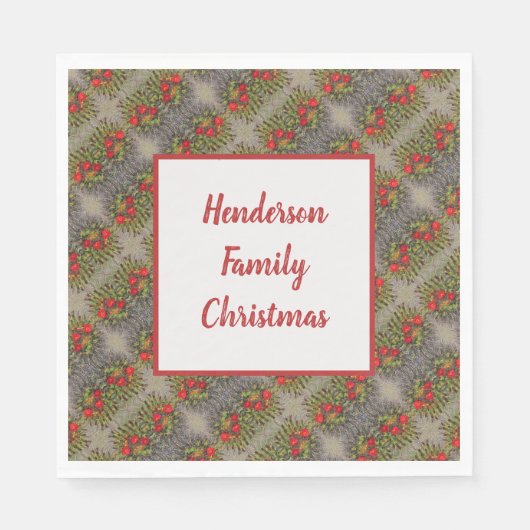 Family Holiday Red en Green Abstract Pattern Servet (Voorkant)