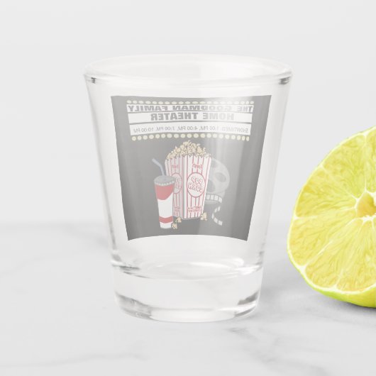 Family Home Theater gepersonaliseerd Shot Glas (Achterkant)