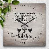 Family Homestead Gepersonaliseerd Rustiek Hout Vierkante Klok