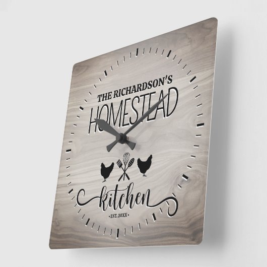 Family Homestead Gepersonaliseerd Rustiek Hout Vierkante Klok (Hoek)