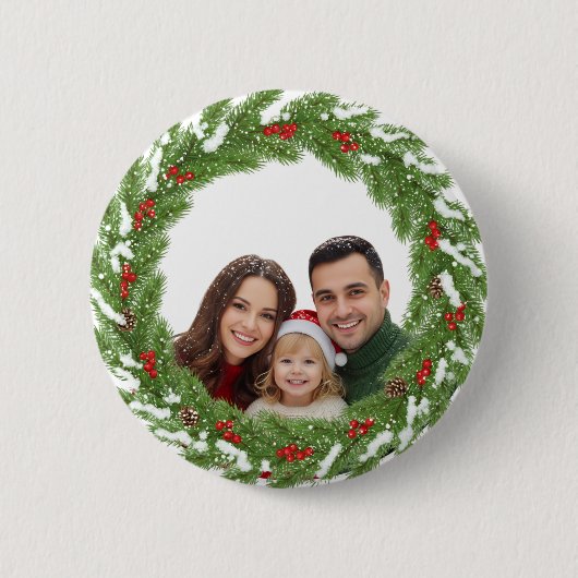 Family in the Snow Button – Cute Christmas Family  (Voorkant)