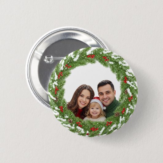 Family in the Snow Button – Cute Christmas Family  (Voorkant /achterkant)