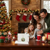 Family in the Snow Letter – Christmas Greeting  Notitiekaartje