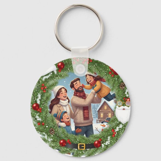 Family in the Snow Ornament & Keychain – Christmas (Achterkant)