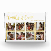 Family is Love Gold Heart Script Photo Collage Fotoblokken (Voorkant)