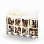 Family is Love Gold Heart Script Photo Collage Fotoblokken (Rechts)