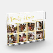 Family is Love Gold Heart Script Photo Collage Fotoblokken (Links)
