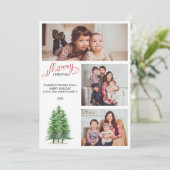 Family Kerstmis 3 Photo Collage Holiday Card Kaart (Staand voorkant)