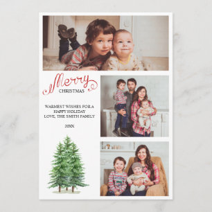 Family Kerstmis 3 Photo Collage Holiday Card Kaart