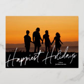 Family Kerstzilver Foto Folie Feestdagenkaart (Voorkant)