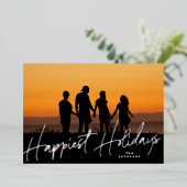 Family Kerstzilver Foto Folie Feestdagenkaart (Staand Voorkant)