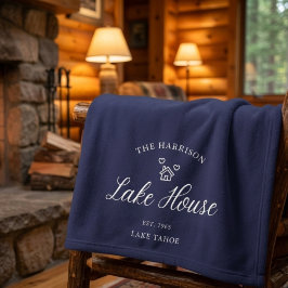 Family Lake House Coastal Custom Decor Fleece Deken