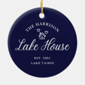 Family Lake House Coastal Custom Decor Keramisch Ornament (Achterkant)
