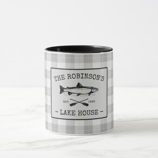 Family Lake House Fish Oars Rustic White Pset Mok (Midden)