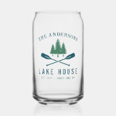 Family Lake House Modern Rustic Boat Oar Pine Tree Blikvorm Glas (Voorkant)