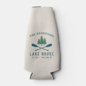 Family Lake House Modern Rustic Boat Oar Pine Tree Flesjeskoeler (Voorkant)