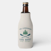 Family Lake House Modern Rustic Boat Oar Pine Tree Flesjeskoeler (Fles Voorkant)