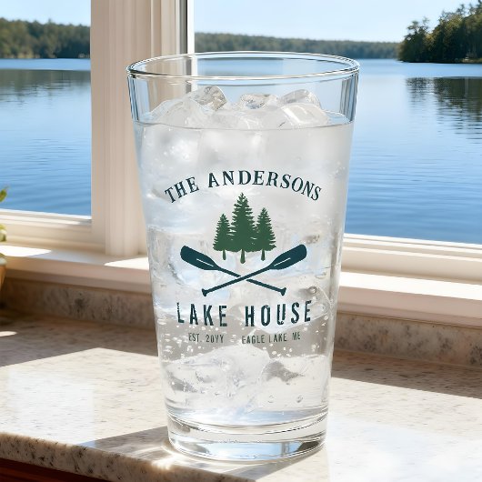 Family Lake House Modern Rustic Boat Oar Pine Tree Glas