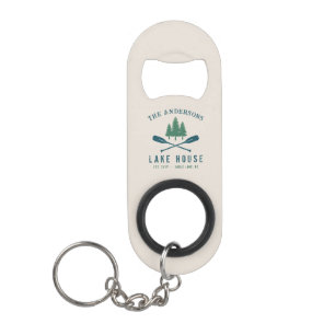 Family Lake House Modern Rustic Boat Oar Pine Tree Mini Flessenopener