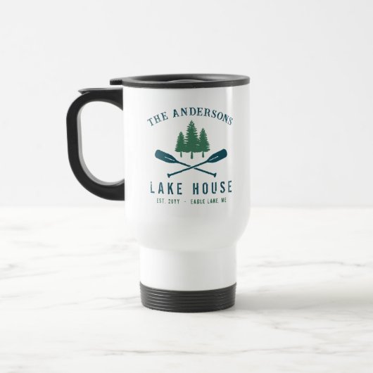 Family Lake House Modern Rustic Boat Oar Pine Tree Reisbeker (Links)