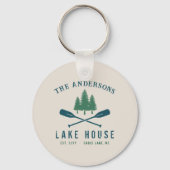 Family Lake House Modern Rustic Boat Oar Pine Tree Sleutelhanger (Achterkant)