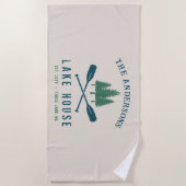 Family Lake House Modern Rustic Boat Oar Pine Tree Strandlaken (Voorkant)