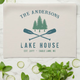 Family Lake House Modern Rustic Boat Oar Pine Tree Theedoek