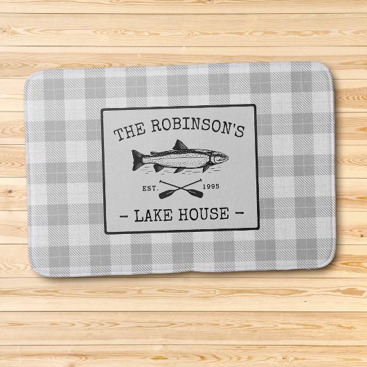 Family Lake House Oars Fish Rustic White Pset Badmat