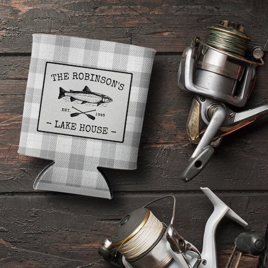 Family Lake House Oars Fish Rustic White Pset Blikjeskoeler