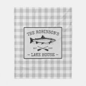 Family Lake House Oars Fish Rustic White Pset Fleece Deken (Voorkant)
