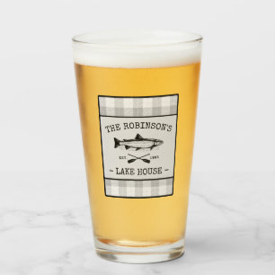 Family Lake House Oars Fish Rustic White Pset Glas