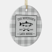Family Lake House Oars Fish Rustic White Pset Keramisch Ornament (Rechts)