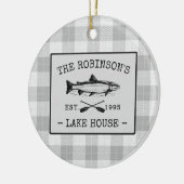 Family Lake House Oars Fish Rustic White Pset Keramisch Ornament (Links)