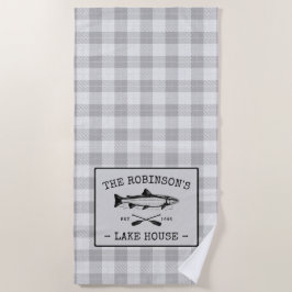 Family Lake House Oars Fish Rustic White Pset Strandlaken