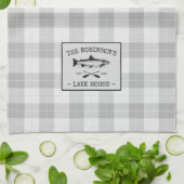 Family Lake House Oars Fish Rustic White Pset Theedoek (Gevouwen)