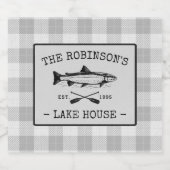 Family Lake House Oars Fish White Play Labels Likeurfles Etiket (Enkel label)