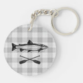 Family Lake House Oars Fish White Pset 2 sided Sleutelhanger (Achterkant)