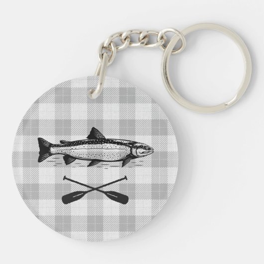 Family Lake House Oars Fish White Pset 2 sided Sleutelhanger (Achterkant)