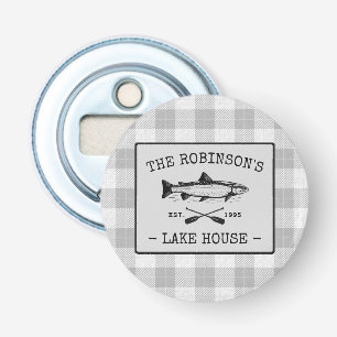 Family Lake House Oars Fish White Pset Button Flesopener