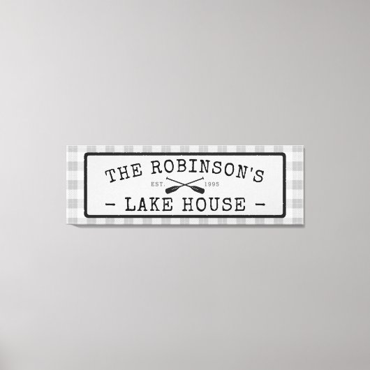 Family Lake House Oars Paddles Rustic White Pset Canvas Afdruk (Voorkant)