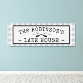 Family Lake House Oars Paddles Rustic White Pset Canvas Afdruk (Insitu (Houten vloer))