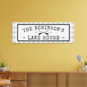 Family Lake House Oars Paddles Rustic White Pset Canvas Afdruk (Insitu (Woonkamer))