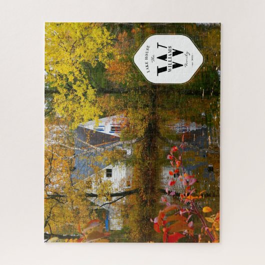 Family Lake House Photo Monogram Keepomwille Gift Legpuzzel (Verticaal)
